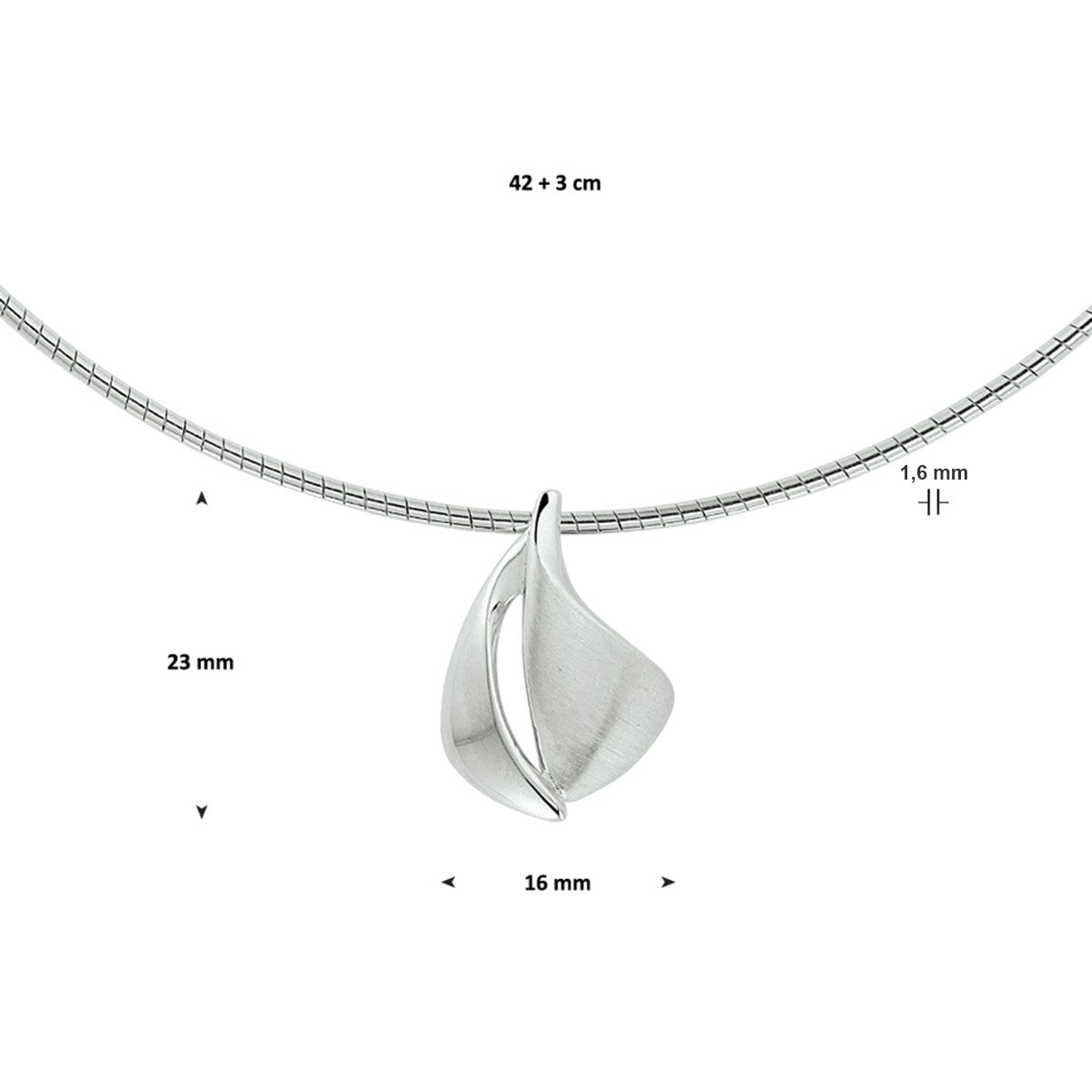 Fantasy Collection Collier poli/mat 42 + 3 cm zilver