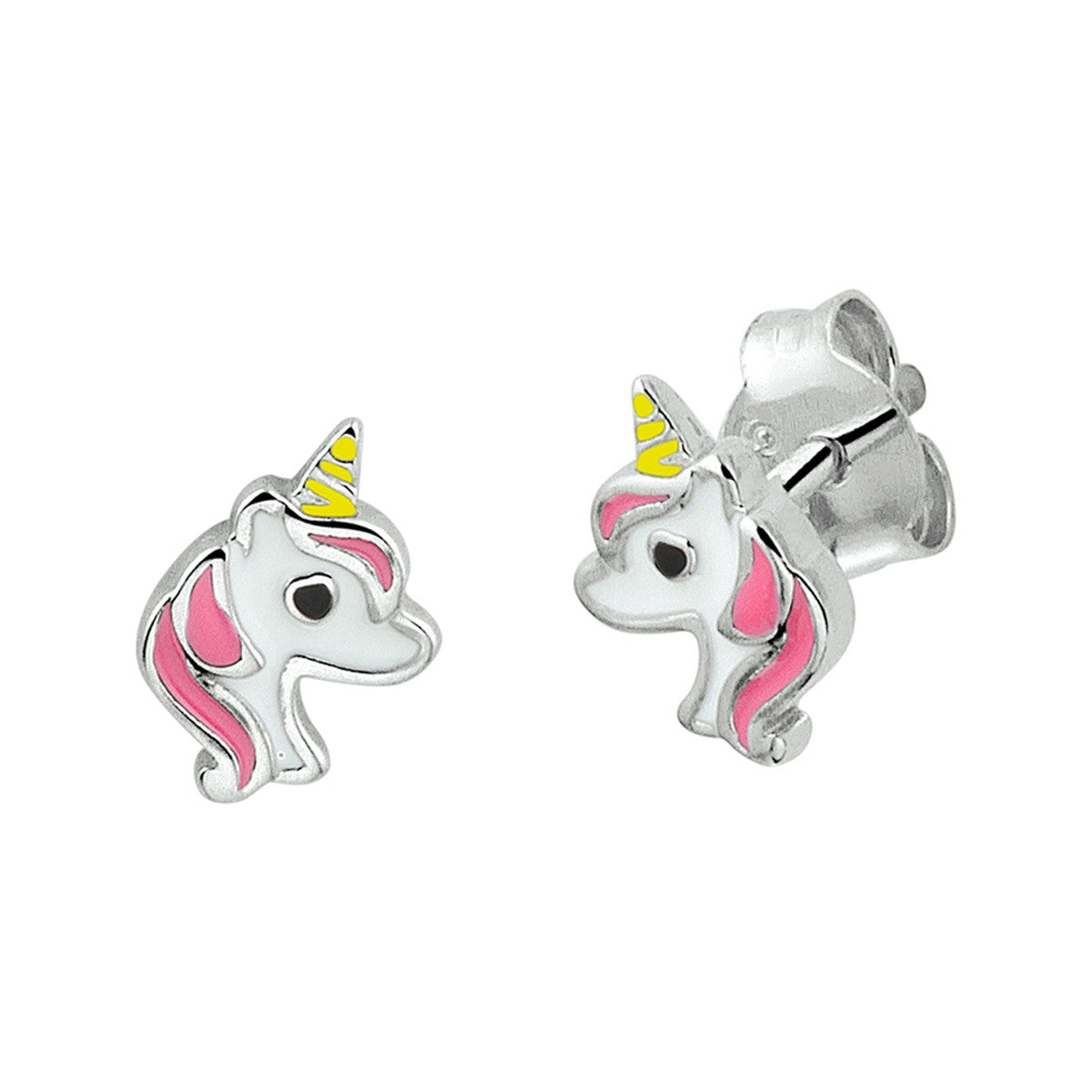 Fantasy Collection Oorbellen eenhoorn emaille zilver