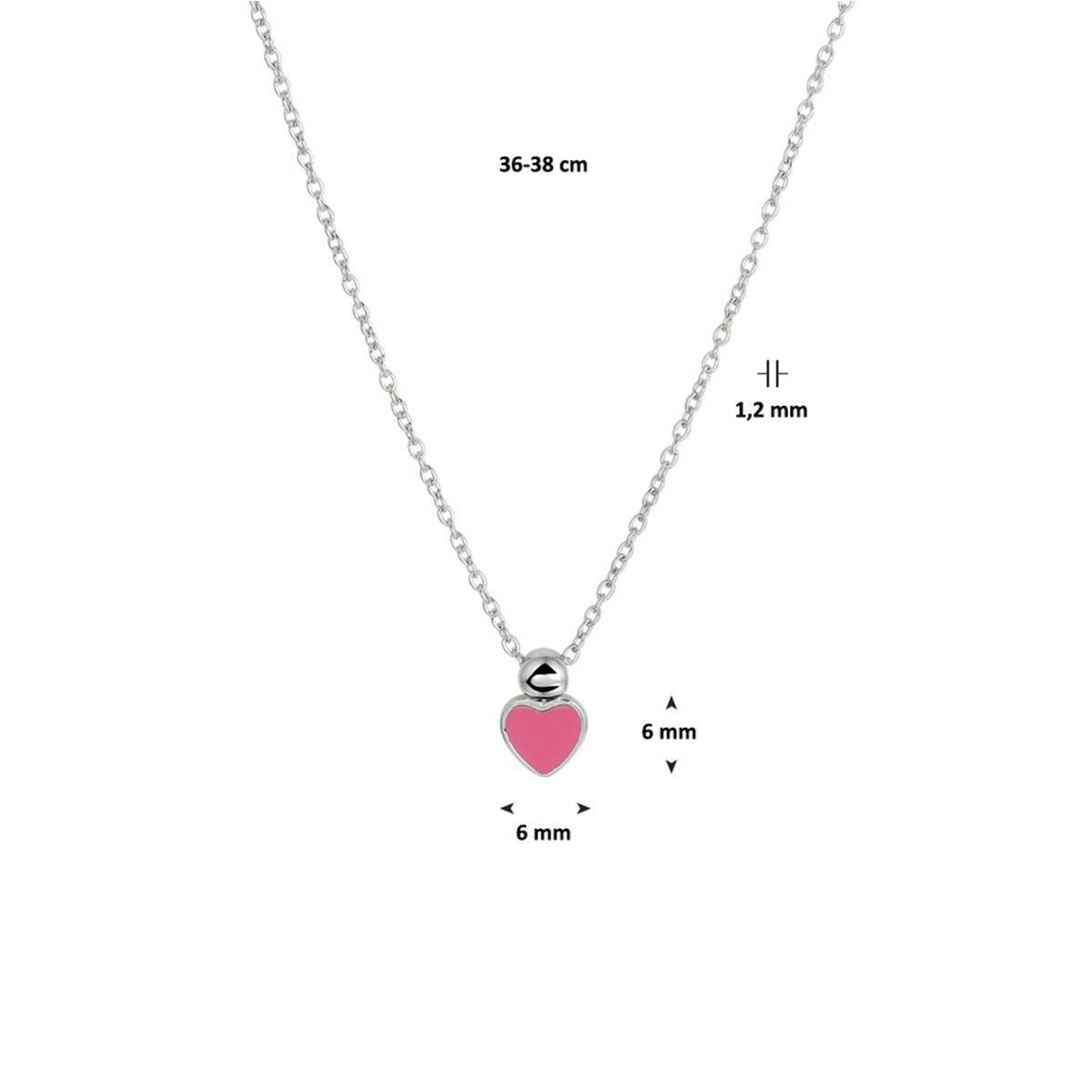 Fantasy Collection Collier hart emaille 36 - 38 cm zilver