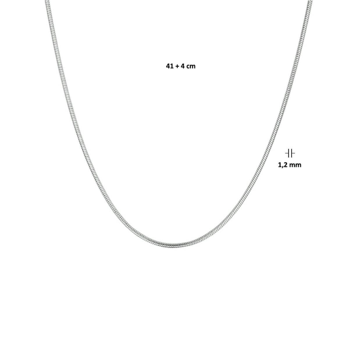 Fantasy Collection Slang rond 1,2 mm zilver halsketting