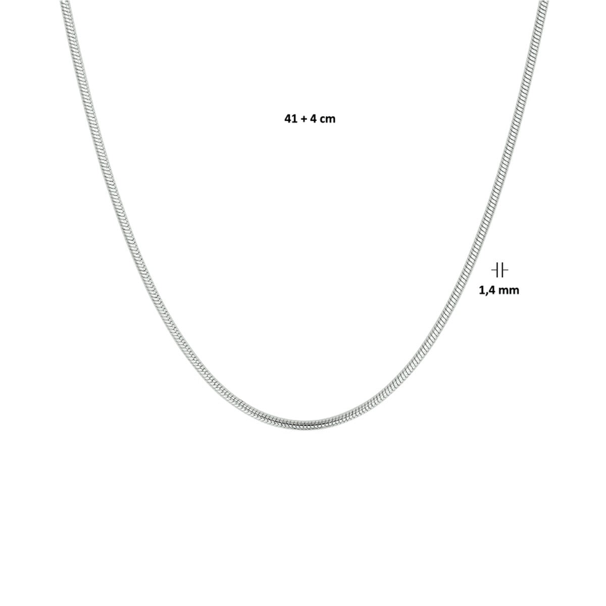 Fantasy Collection Slang rond 1,4 mm zilver halsketting