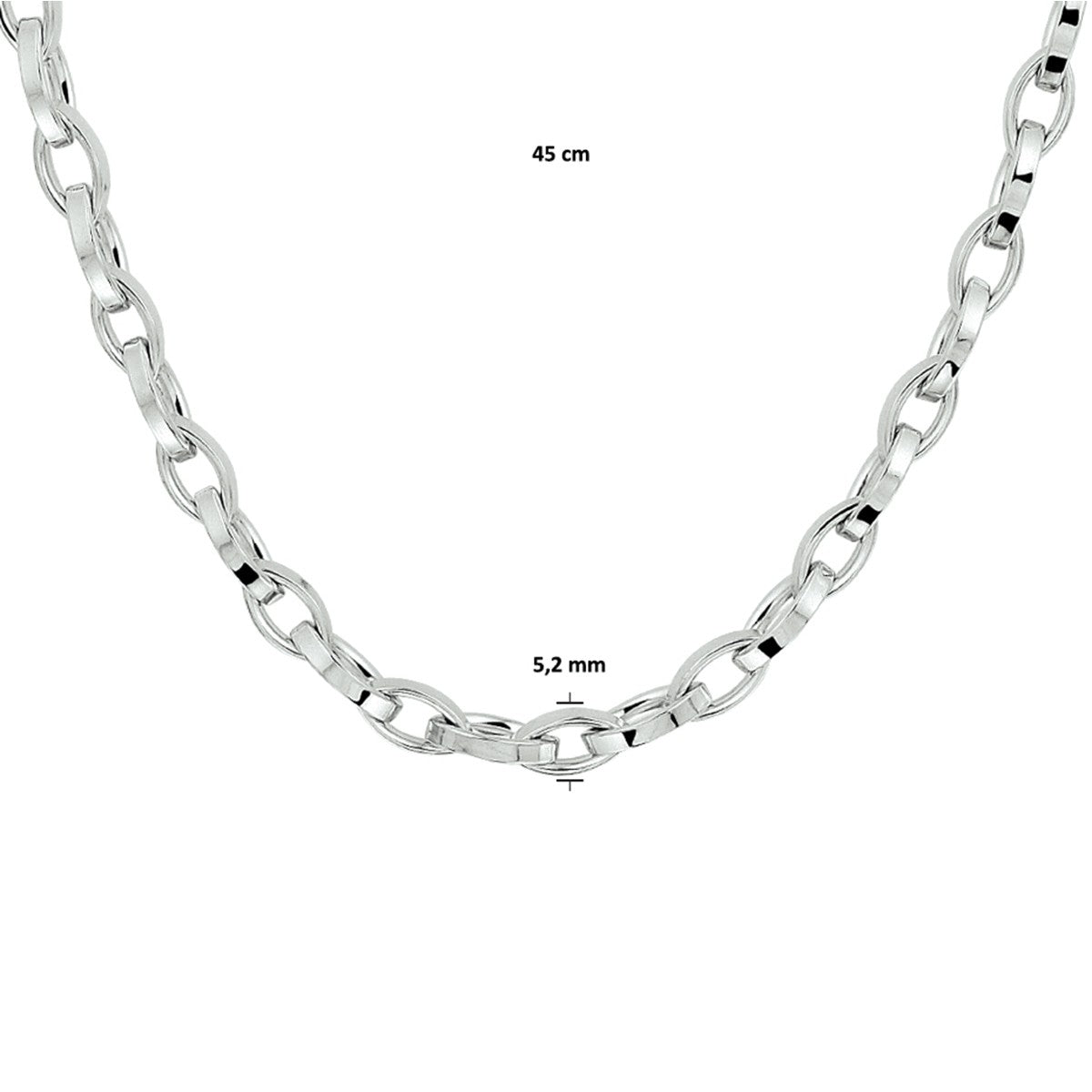 Fantasy Collection Collier anker 5,2 mm 45 cm zilver