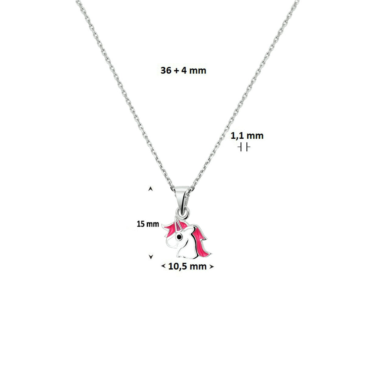 Fantasy Collection Collier eenhoorn 1,1 mm 36 + 4 cm zilver