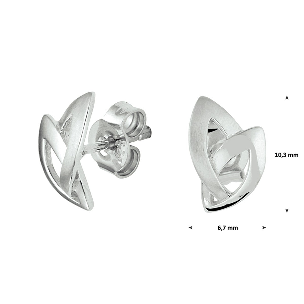 Fantasy Collection Oorbellen poli/mat 10,3 mm zilver
