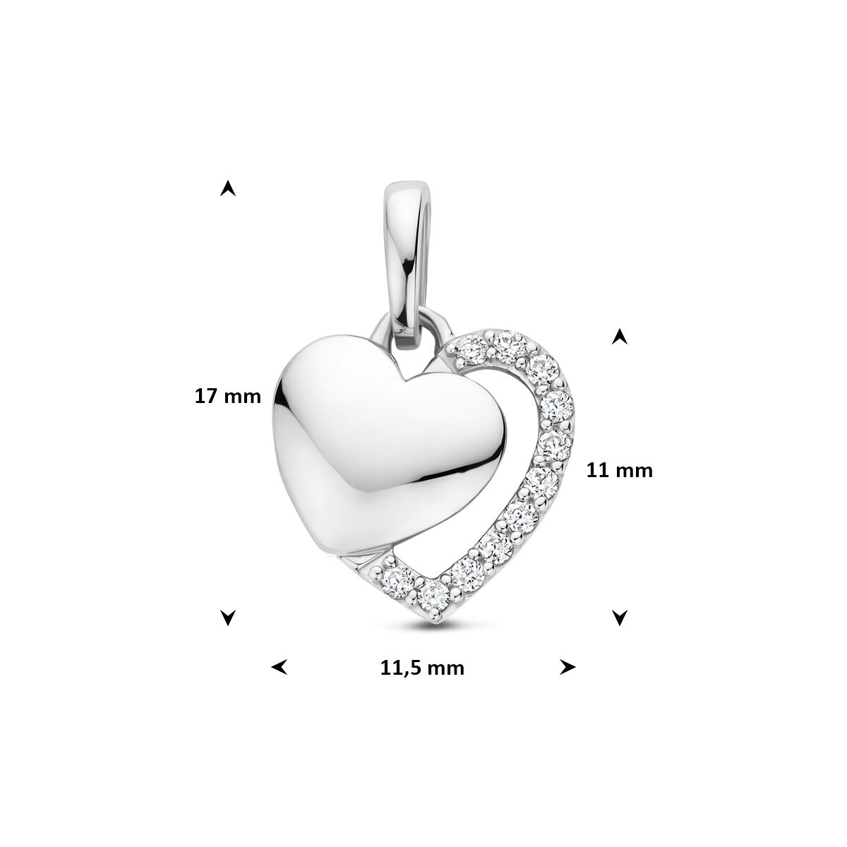 Hanger hart zirkonia zilver