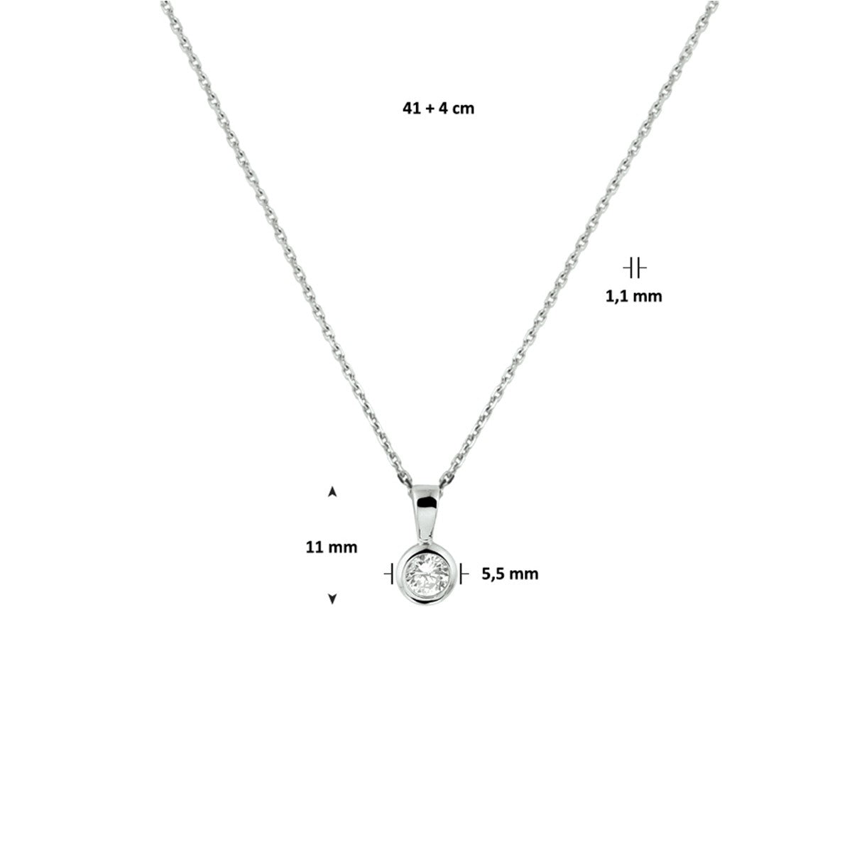 Fantasy Collection Collier zirkonia 41 + 4 cm zilver
