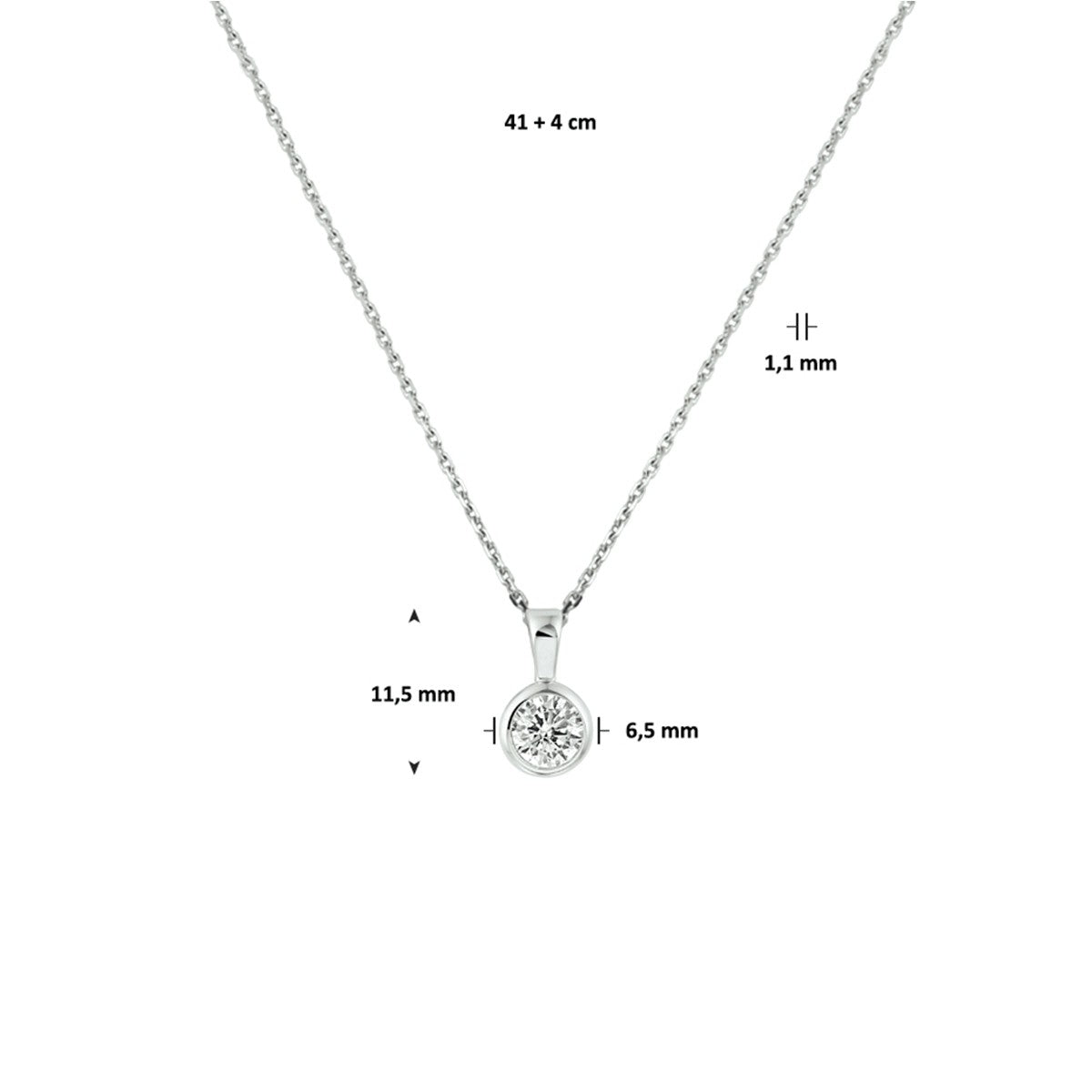Fantasy Collection Collier zirkonia 41 + 4 cm zilver