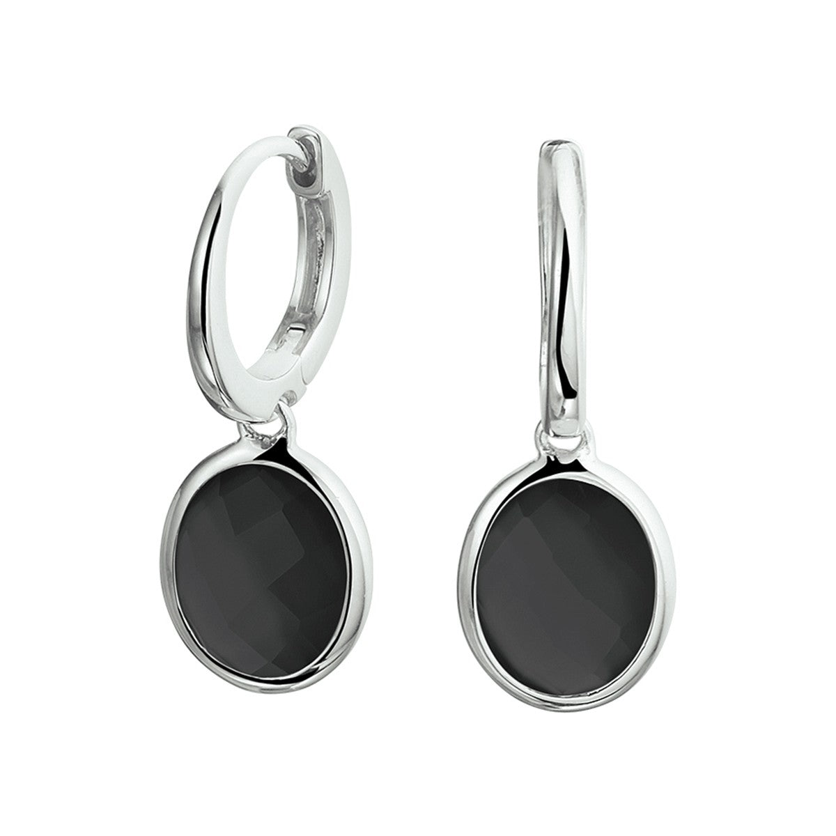 Fantasy Collection Oorbellen onyx 26 mm zilver