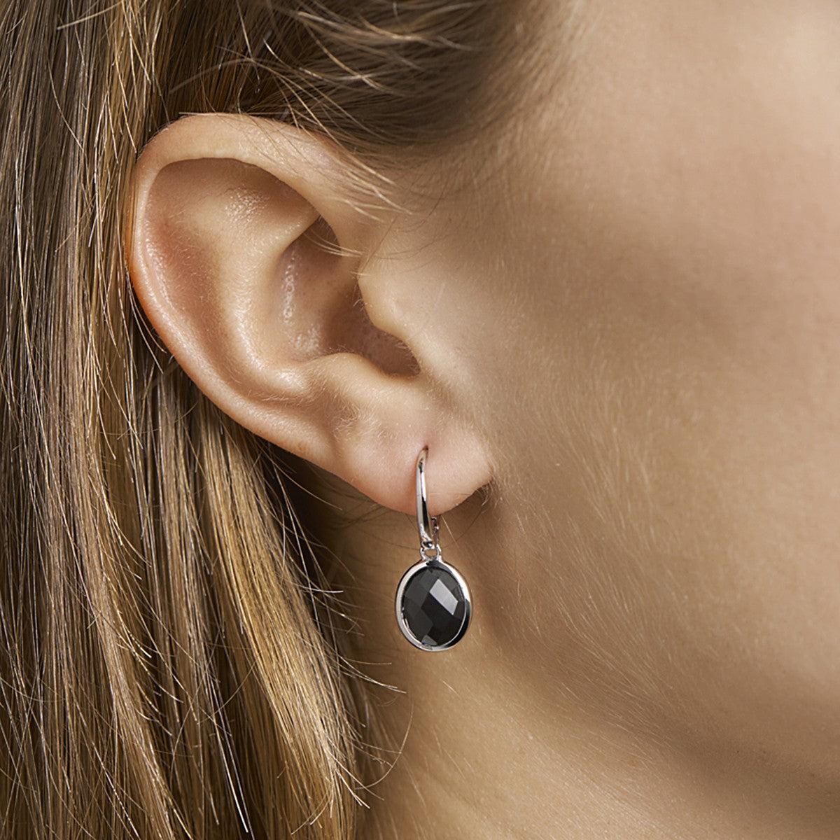 Fantasy Collection Oorbellen onyx 26 mm zilver