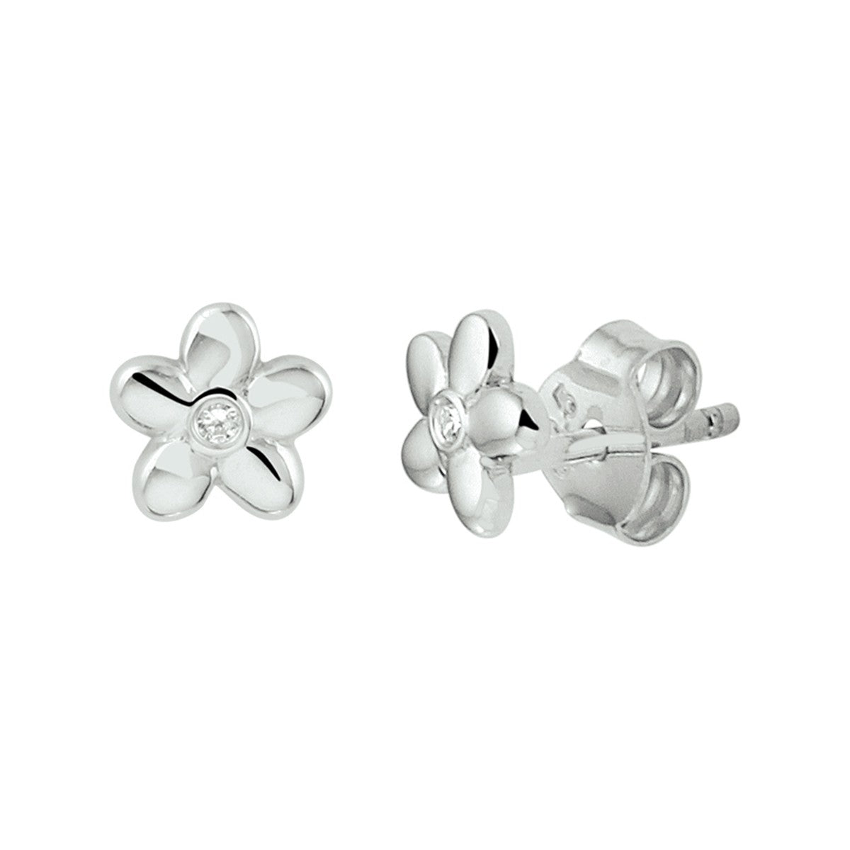Fantasy Collection Oorbellen bloem zirkonia zilver