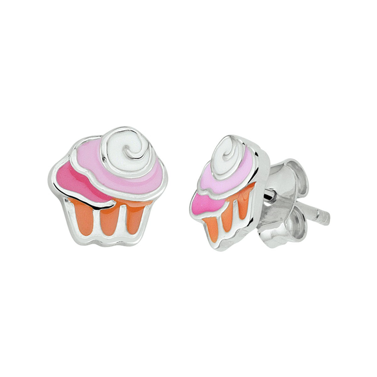 Fantasy Collection Oorbellen cupcake emaille zilver
