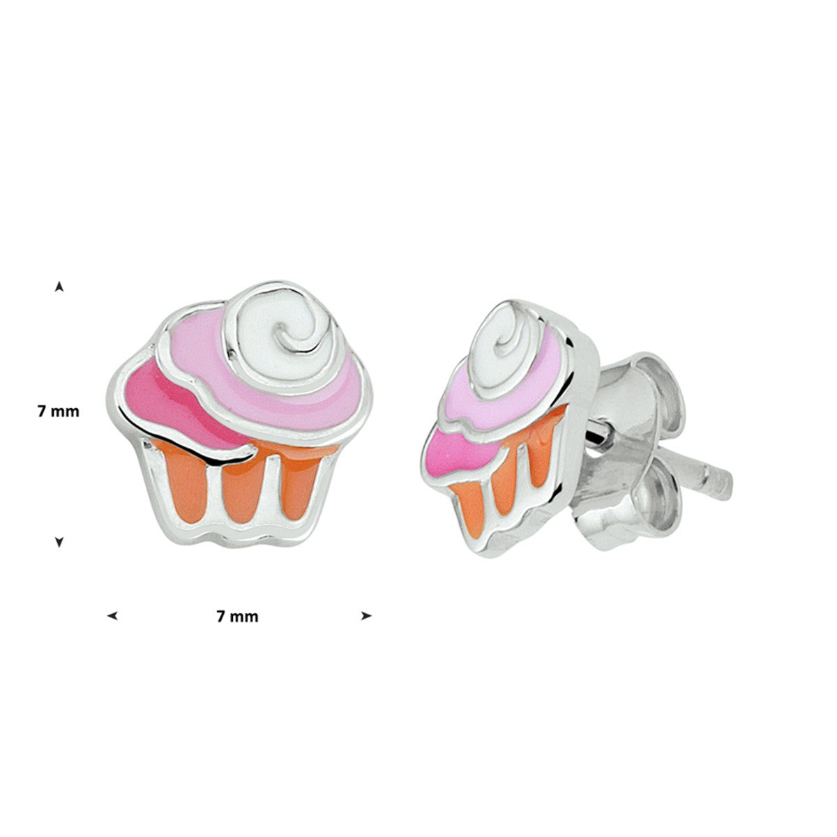 Fantasy Collection Oorbellen cupcake emaille zilver