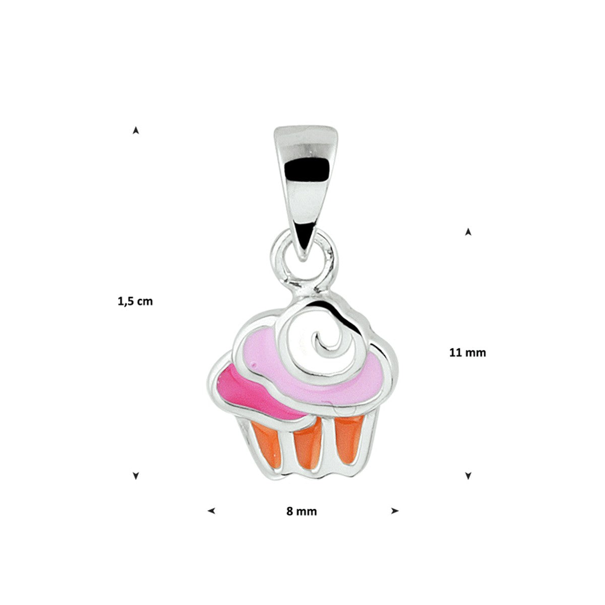 Fantasy Collection Hanger cupcake emaille zilver