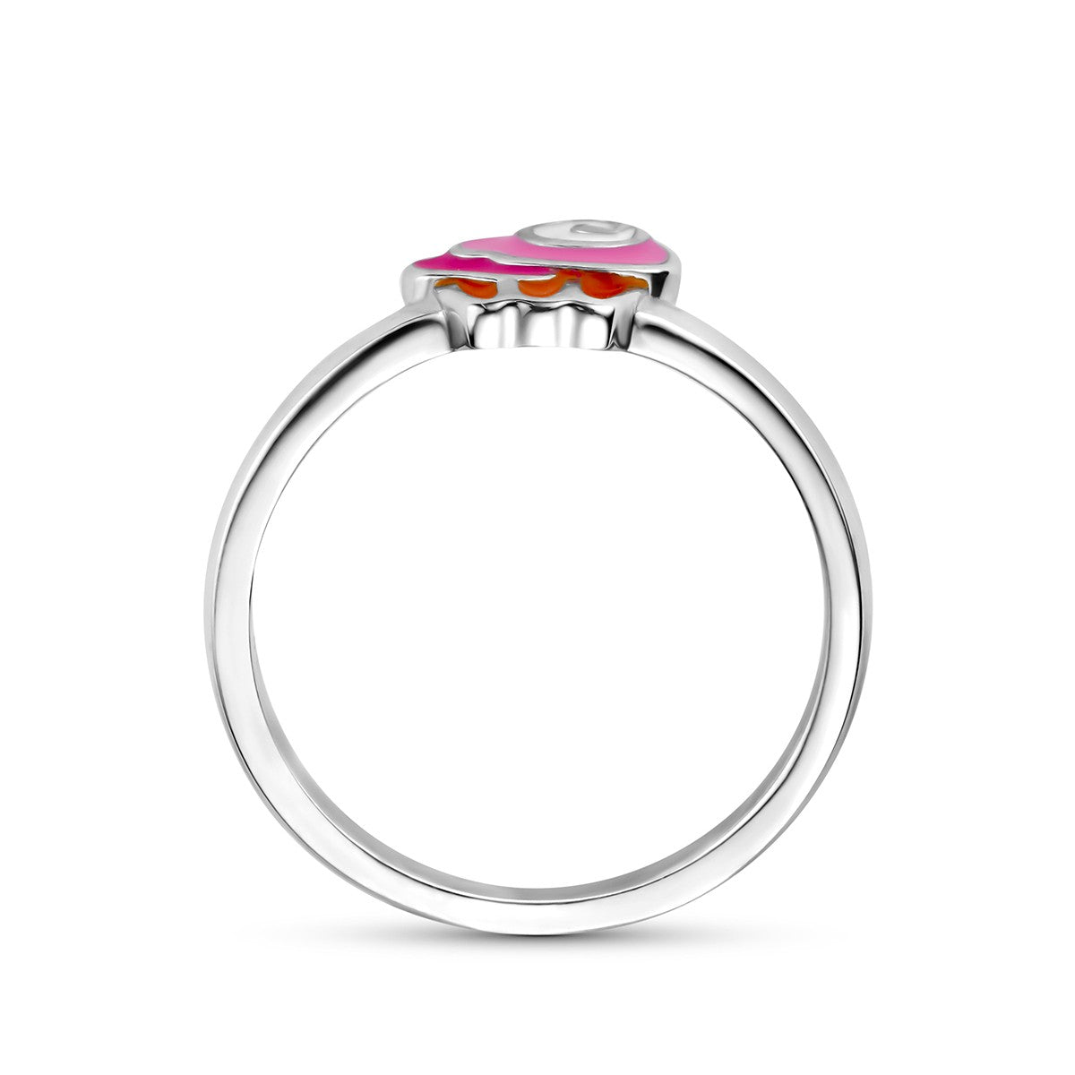 Ring cupcake emaille zilver