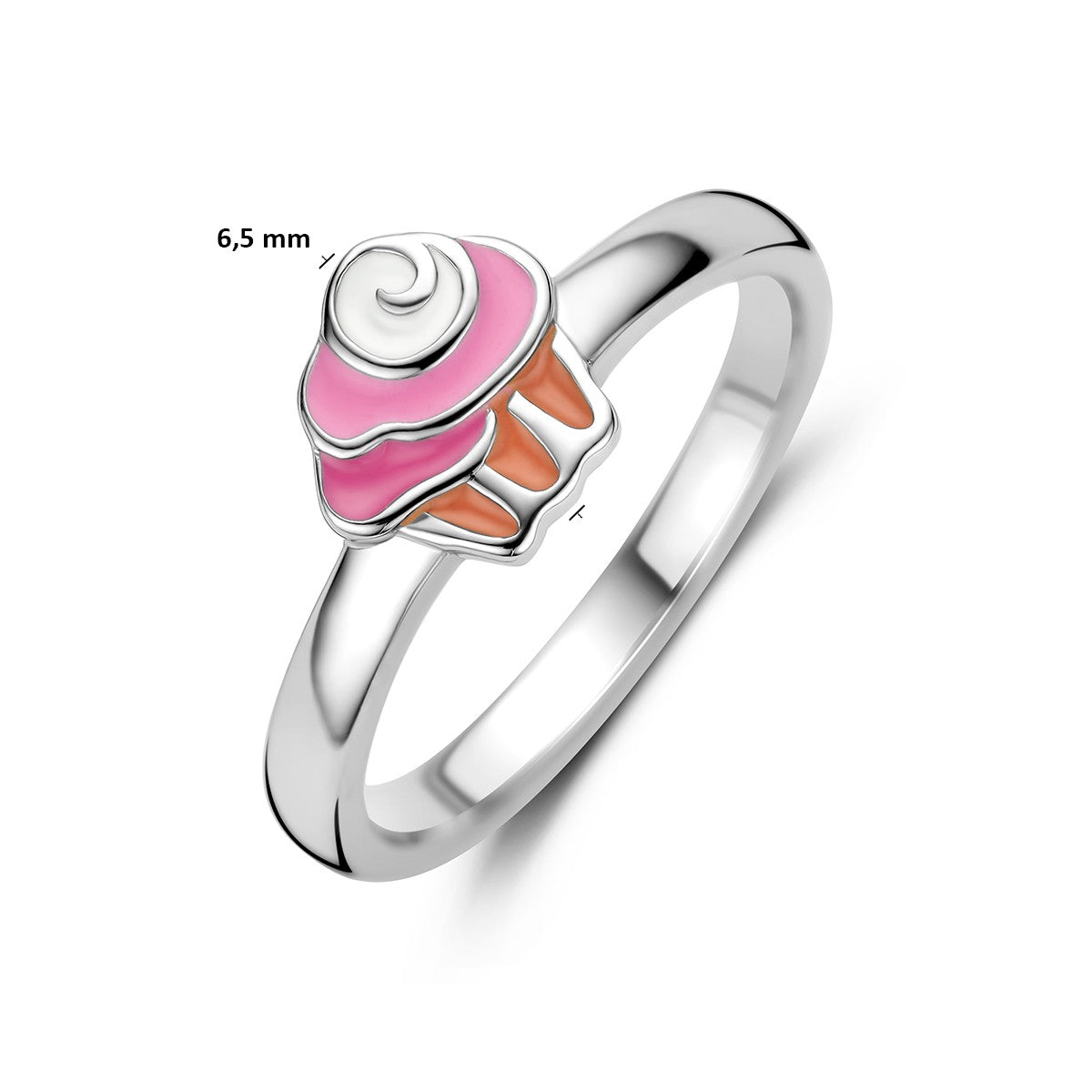 Ring cupcake emaille zilver