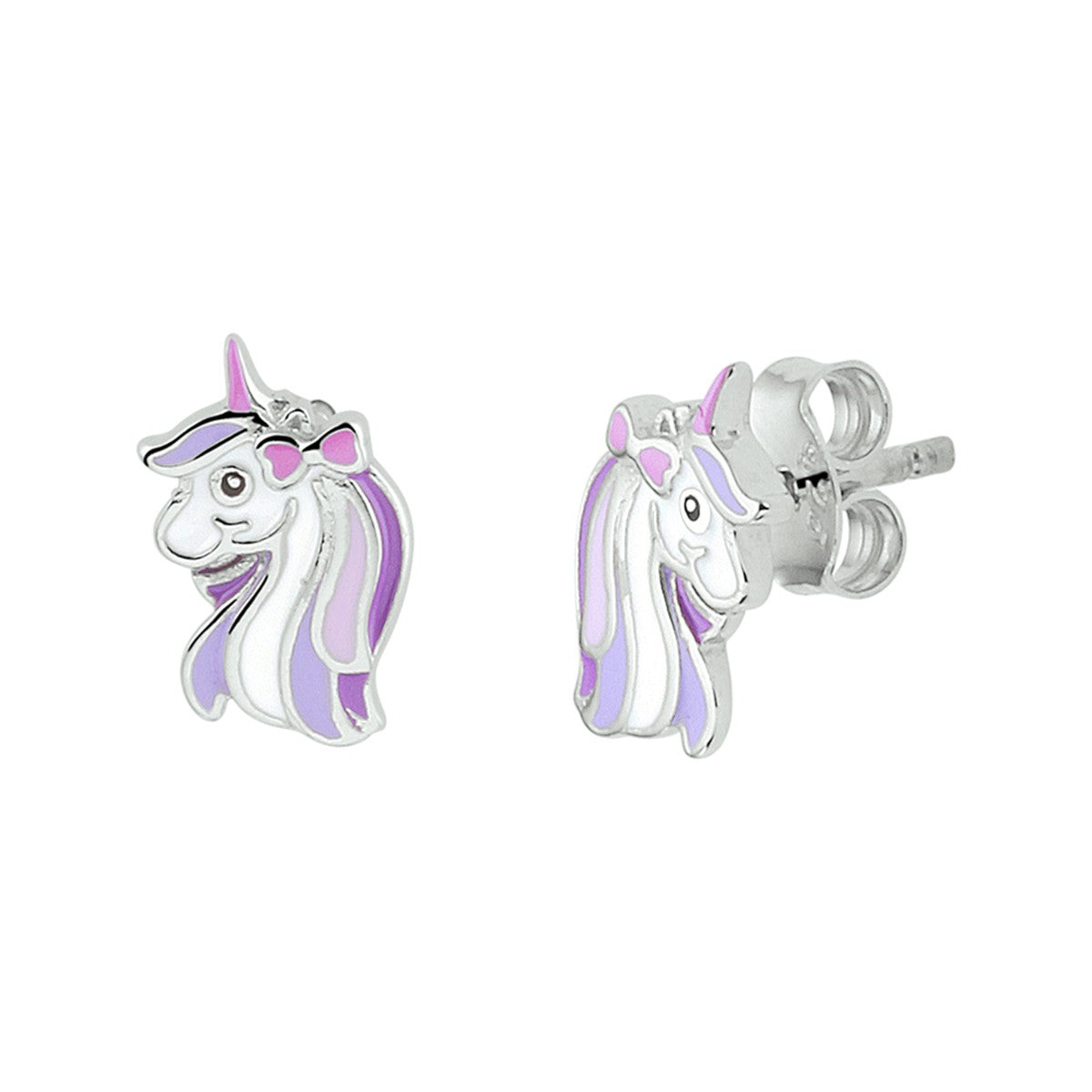 Fantasy Collection Oorbellen emaille eenhoorn zilver