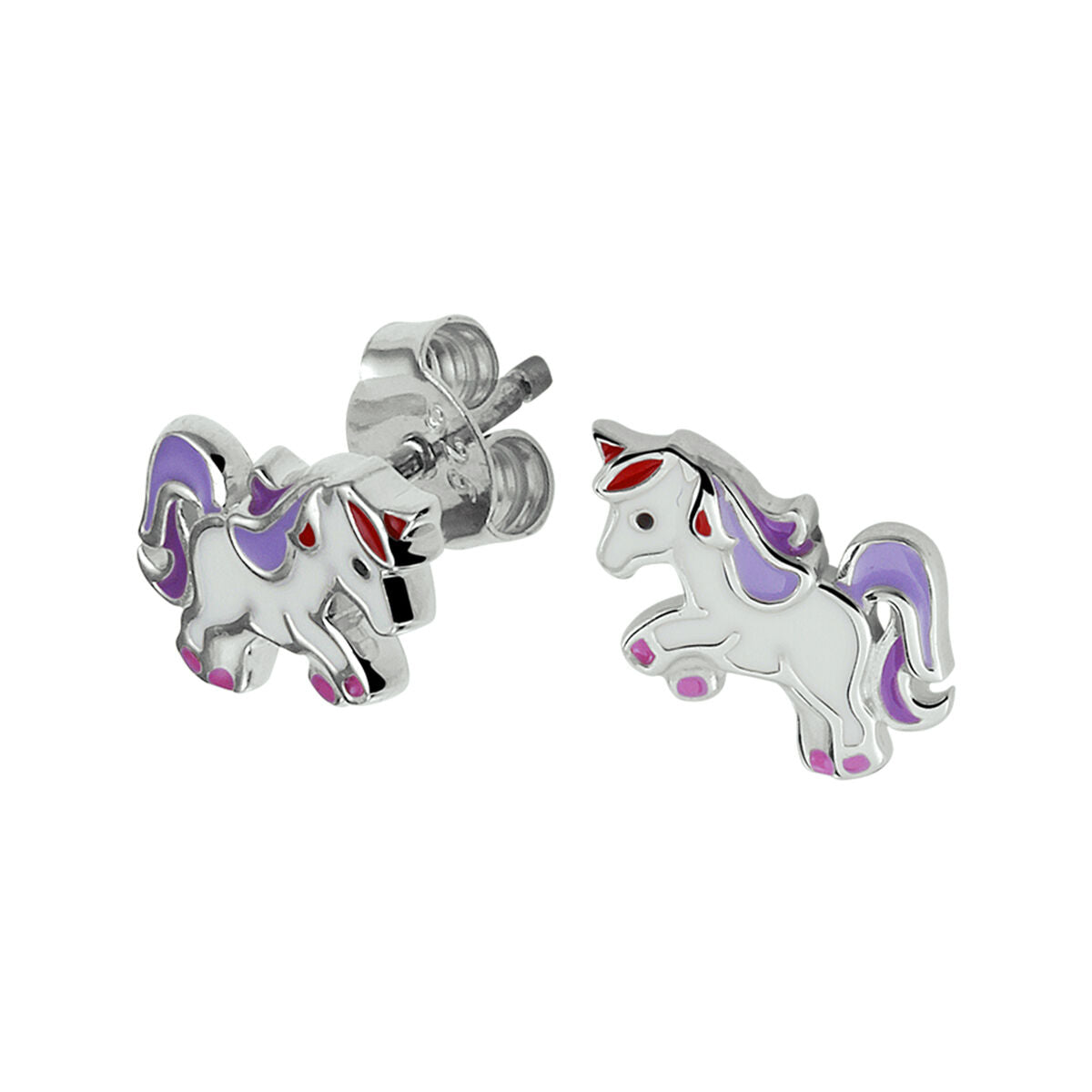 Fantasy Collection Oorbellen emaille eenhoorn zilver
