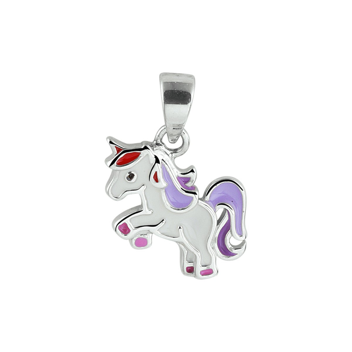 Fantasy Collection Hanger emaille eenhoorn zilver