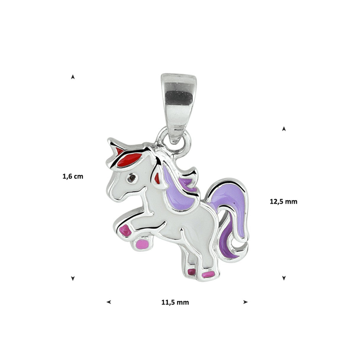 Fantasy Collection Hanger emaille eenhoorn zilver