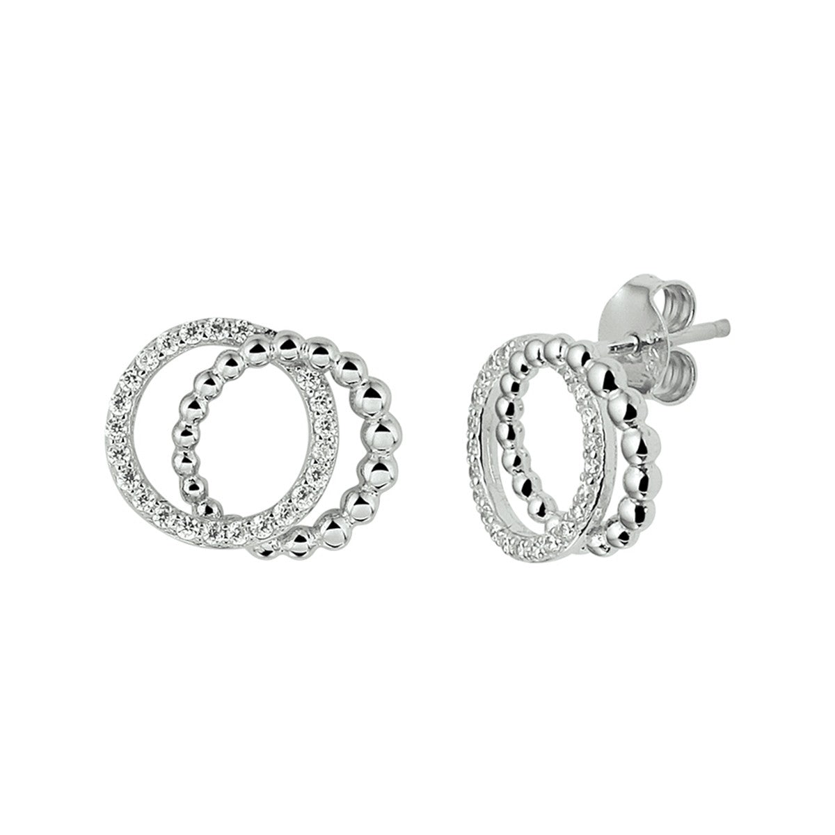 Fantasy Collection Oorbellen rondjes zirkonia zilver