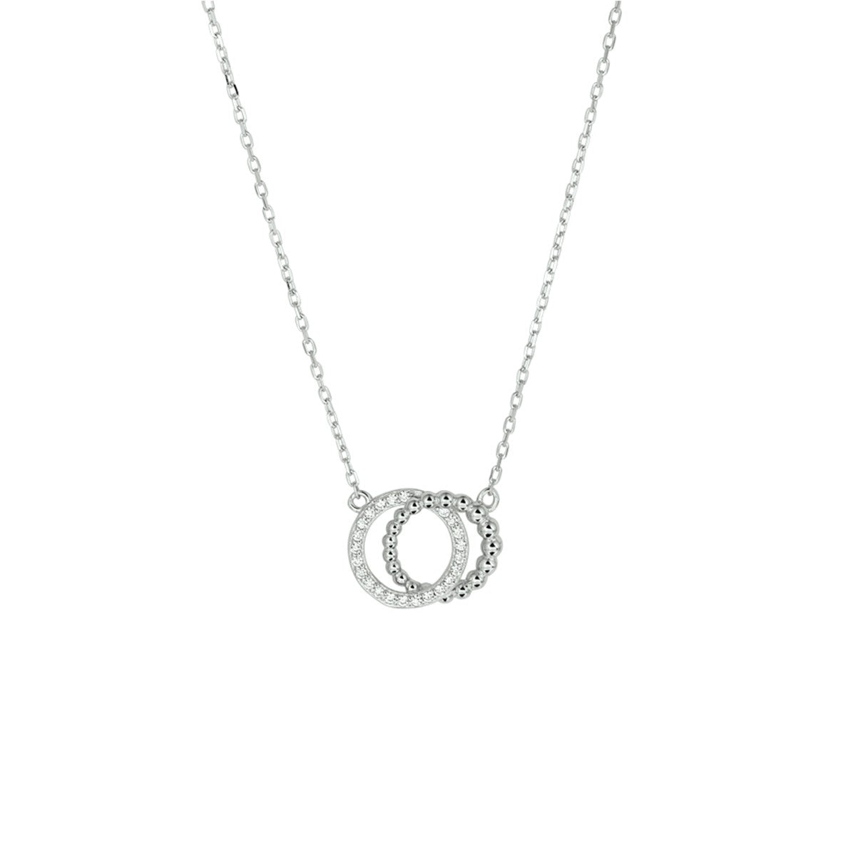 Fantasy Collection Collier rondjes zirkonia 41 - 43 - 45 cm zilver