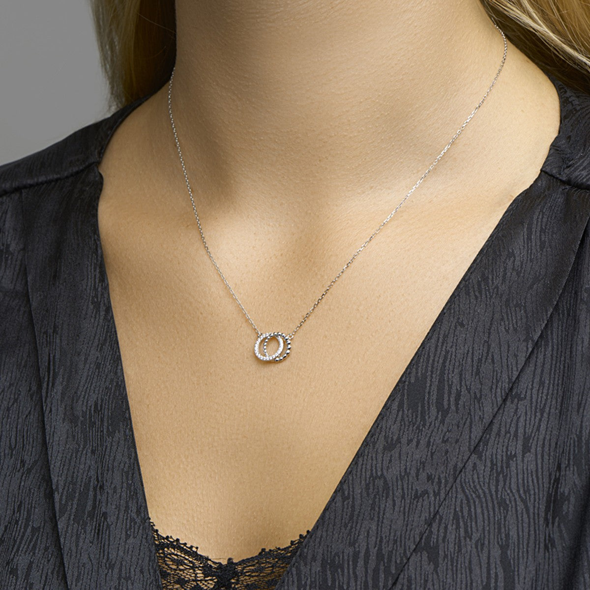 Fantasy Collection Collier rondjes zirkonia 41 - 43 - 45 cm zilver