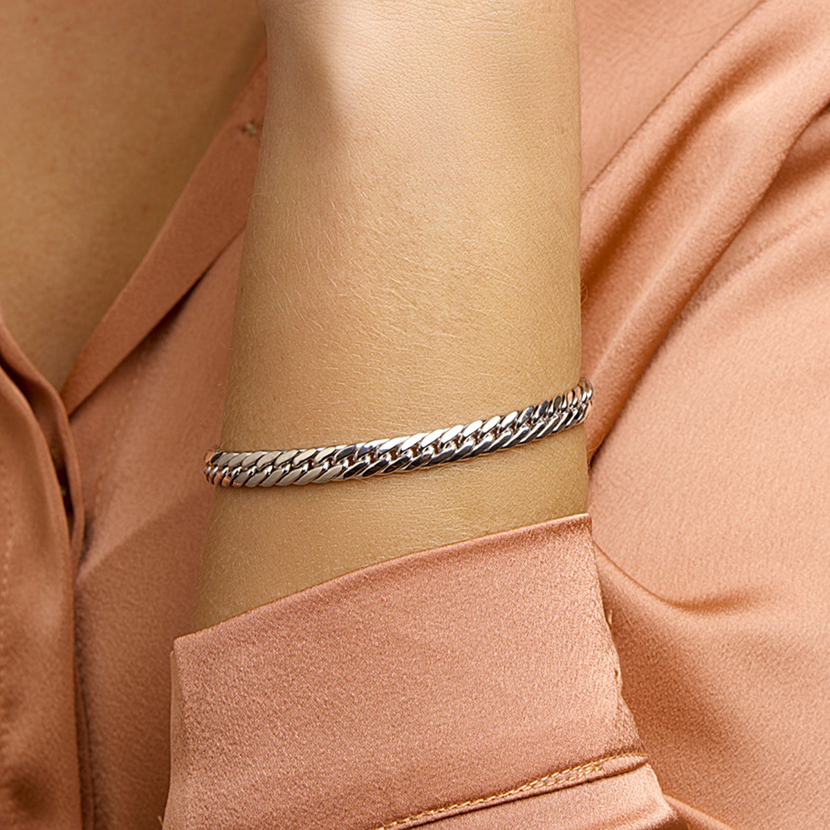 Armband gourmette 4 zijdes geslepen 6,0 mm 19 cm zilver gerhodineerd