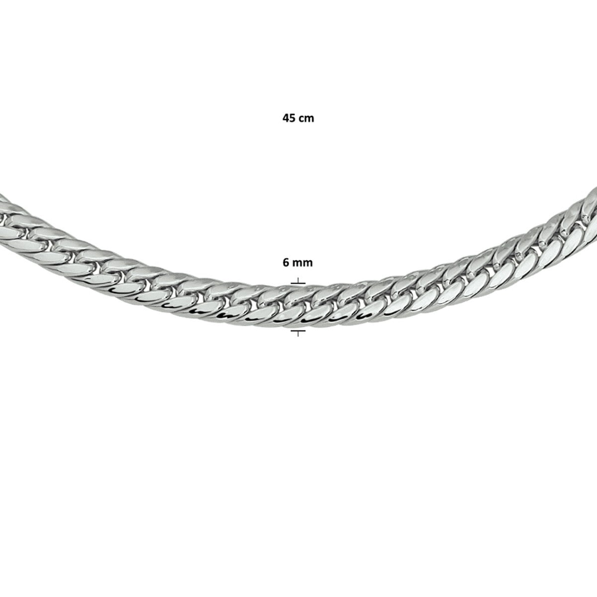 Fantasy Collection Collier gourmette 4 zijdes geslepen 6,0 mm 45 cm zilver