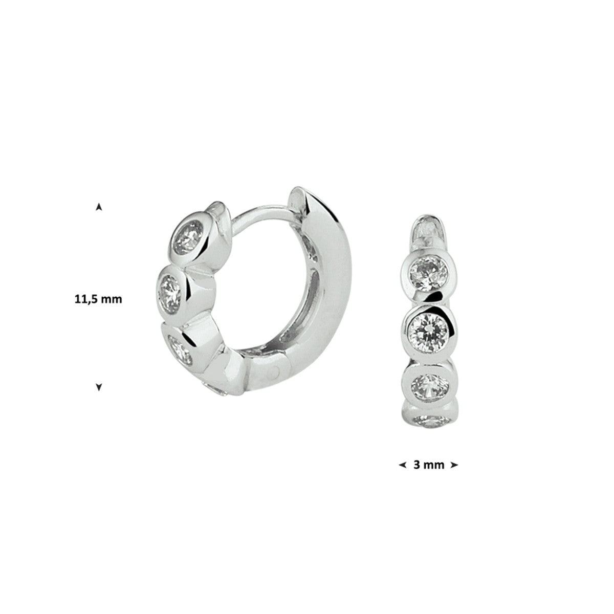 Fantasy Collection Oorbellen zirkonia 11,5 mm zilver