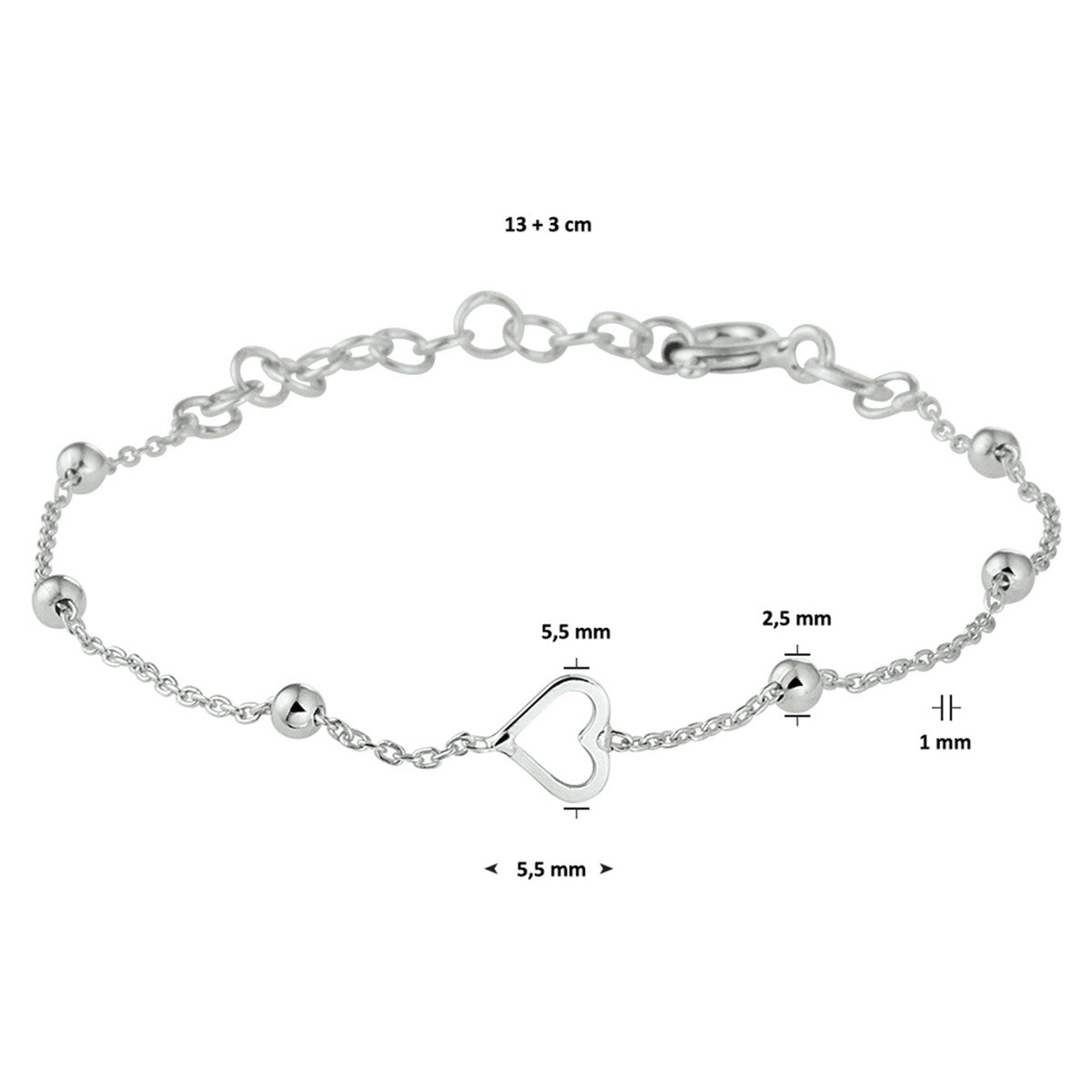 Fantasy Collection Armband hart zilver