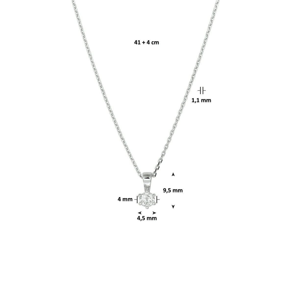 Fantasy Collection Collier zirkonia 41 + 4 cm zilver