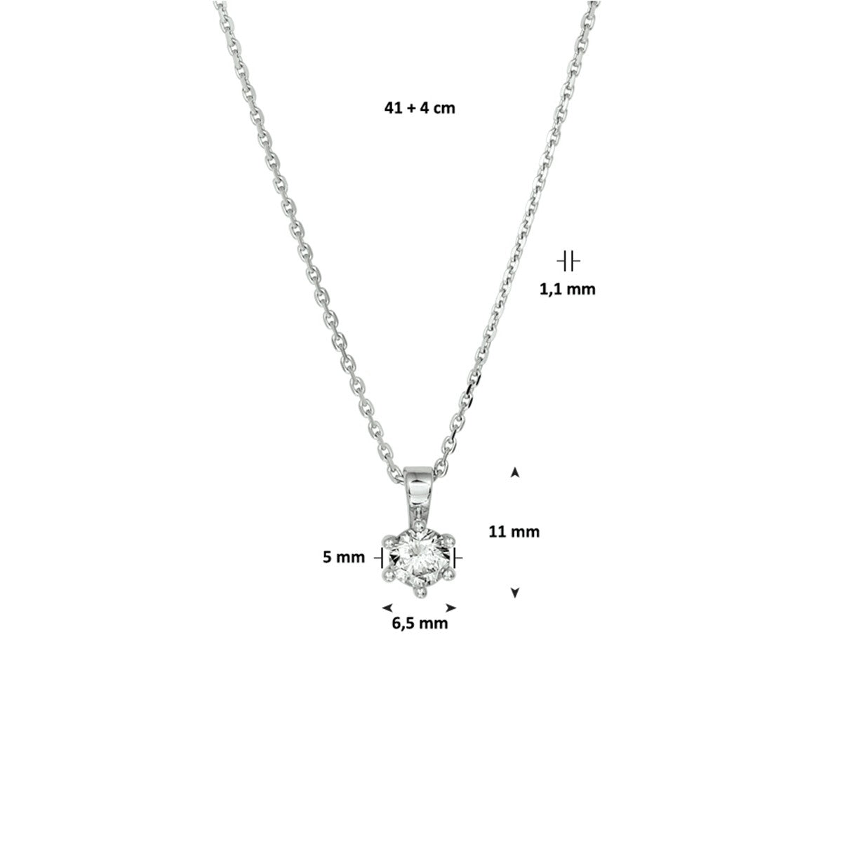 Fantasy Collection Collier zirkonia 41 + 4 cm zilver