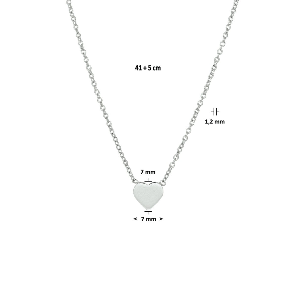 Fantasy Collection Collier hart 41 + 5 cm zilver