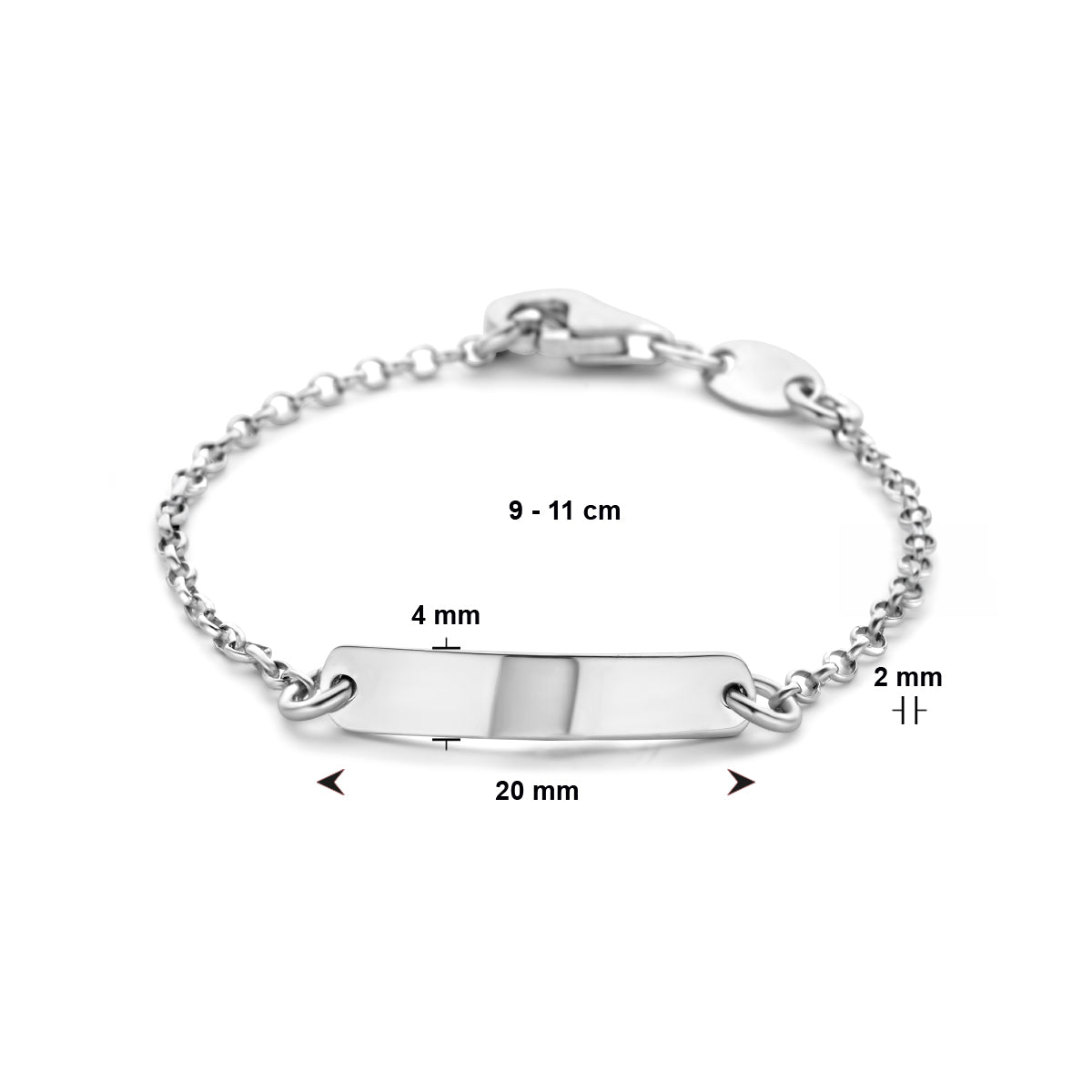 Graveerarmband jasseron plaat 4,0 mm zilver
