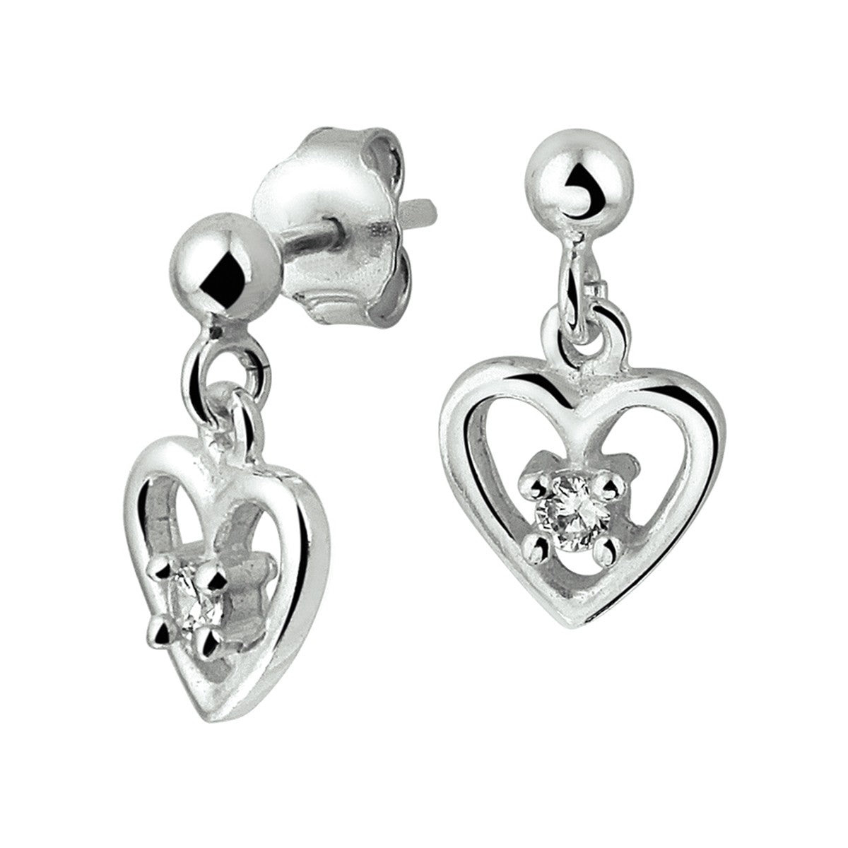 Fantasy Collection Hangende oorbellen hart zirkonia zilver
