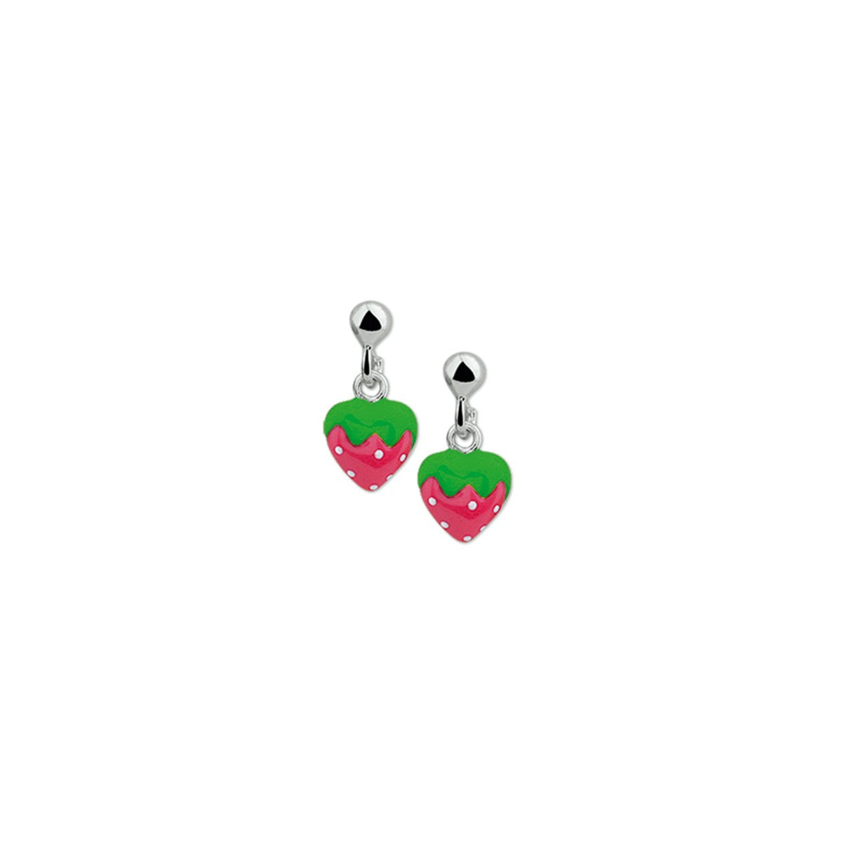 Fantasy Collection Hangende oorbellen aardbei emaille zilver