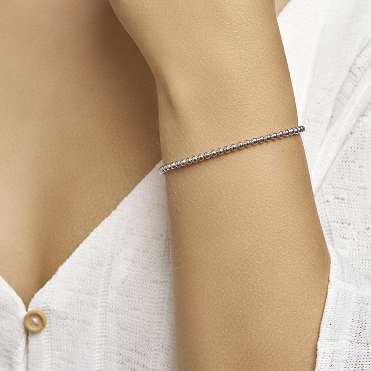 Fantasy Collection Armband bolletjes 3,0 mm 16 + 3 cm zilver