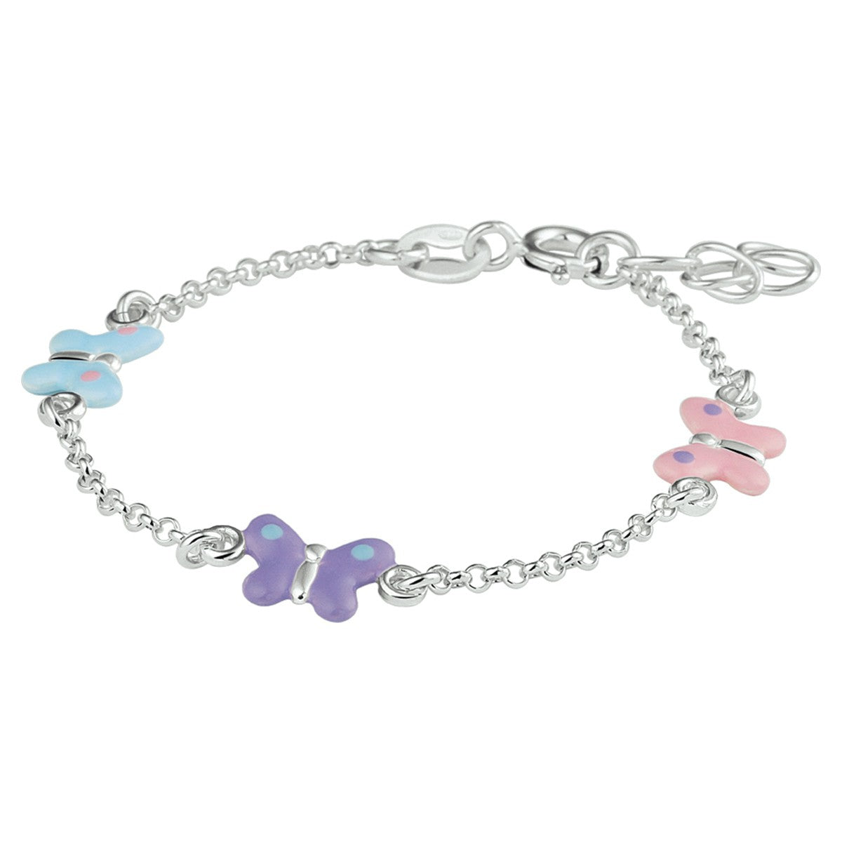 Fantasy Collection Armband vlinder emaille 13 + 2 cm zilver