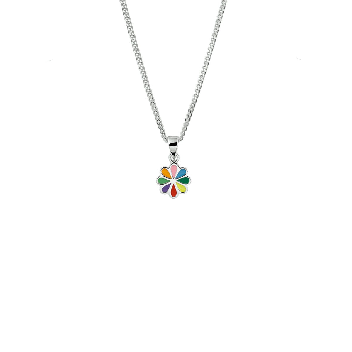 Fantasy Collection Collier bloem emaille 36 + 4 cm zilver