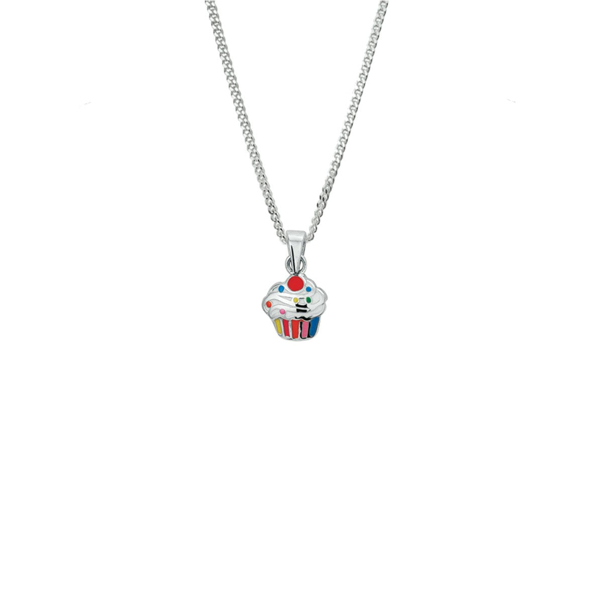 Fantasy Collection Collier cupcake emaille 36 + 4 cm zilver
