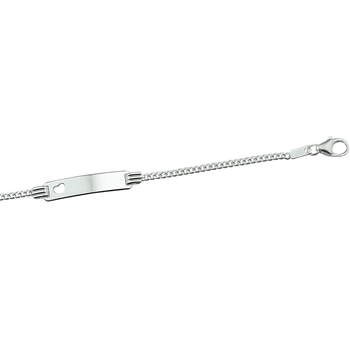 Graveerarmband hart gourmette plaat 4,8 mm zilver gerhodineerd