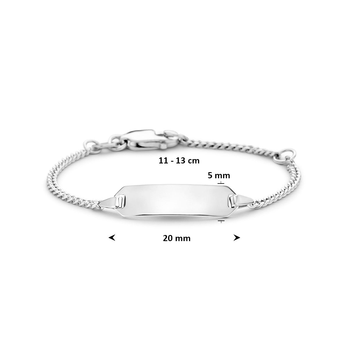 Graveerarmband gourmette plaat 5,0 mm zilver gerhodineerd