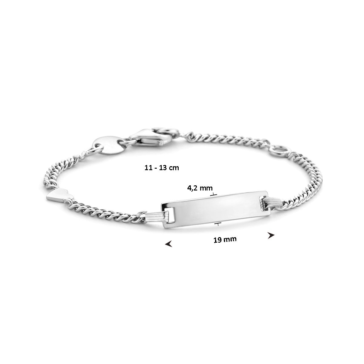 Fantasy Collection Graveerarmband gourmette 4 zijdes geslepen plaat 4,2 mm zilver