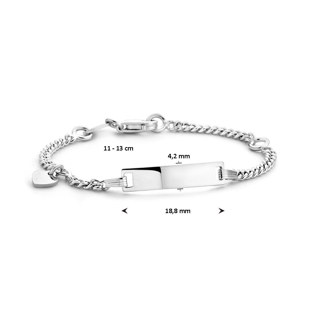 Fantasy Collection Graveerarmband hart plaat 4,2 mm zilver