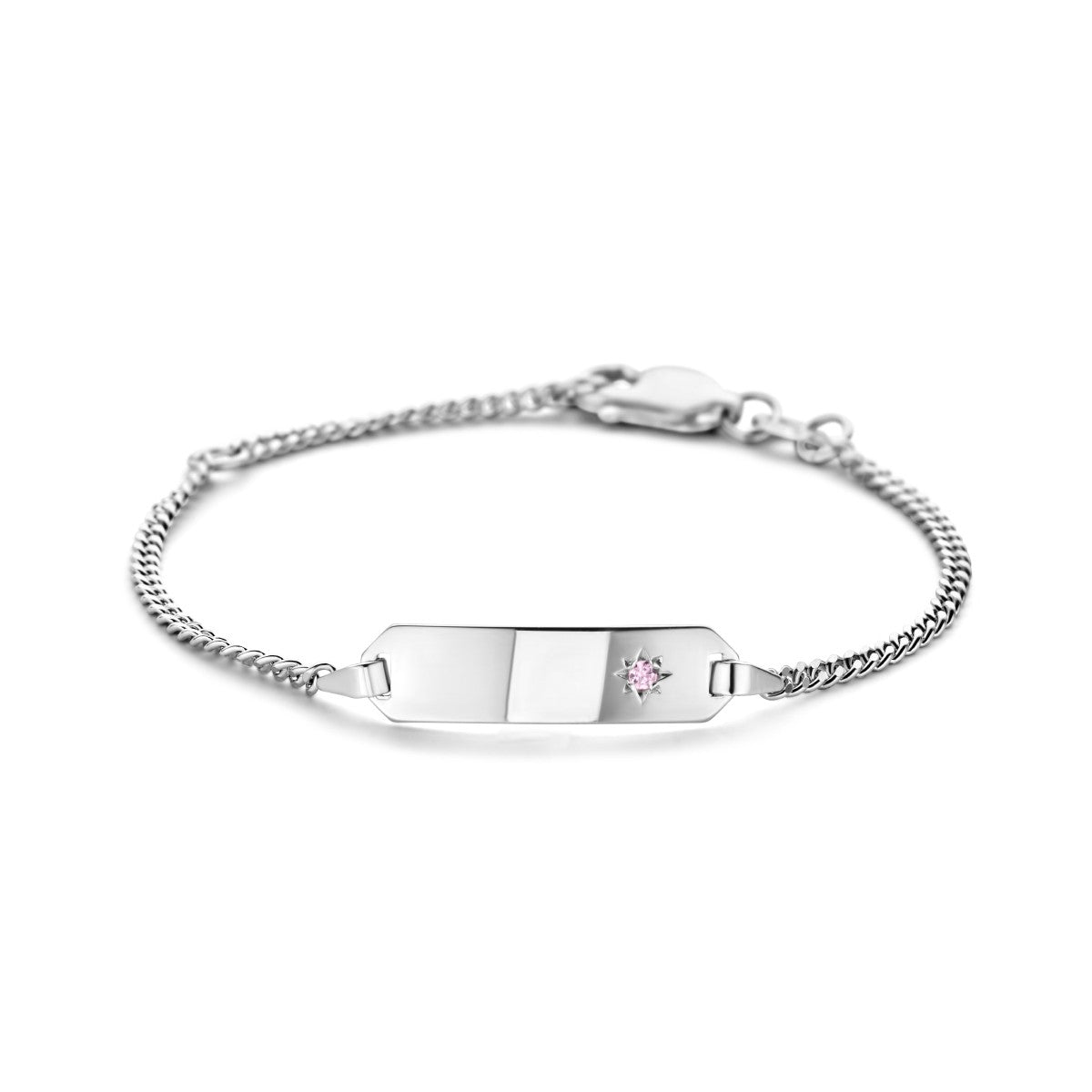 Fantasy Collection Graveerarmband zirkonia plaat 5,0 mm 11 - 13 cm zilver