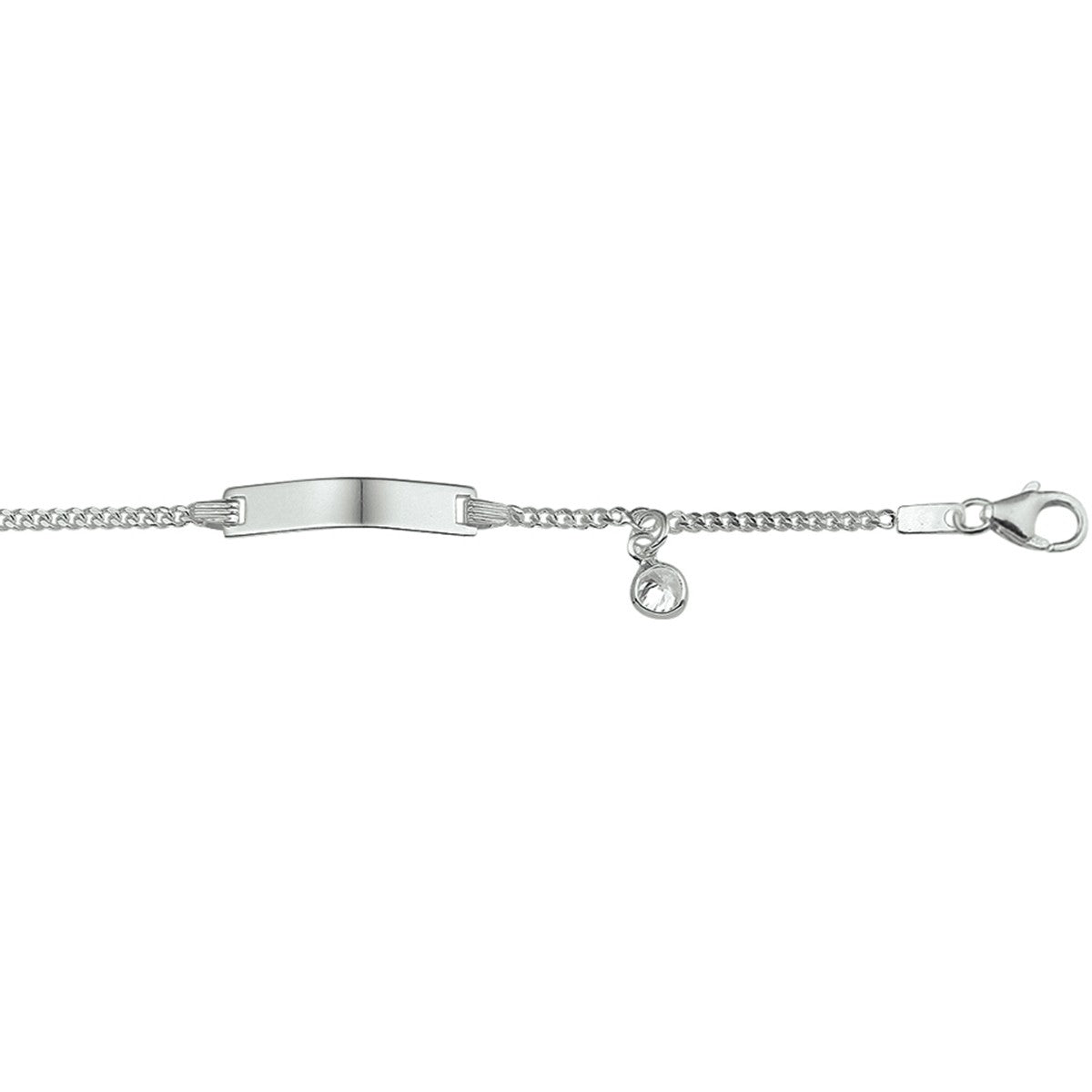 Fantasy Collection Graveerarmband zirkonia plaat 4,2 mm 11 - 13 cm zilver