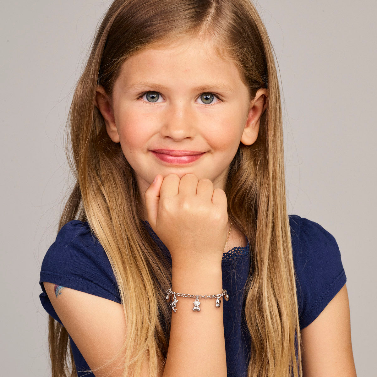 Armband diverse bedels 15 cm zilver gerhodineerd