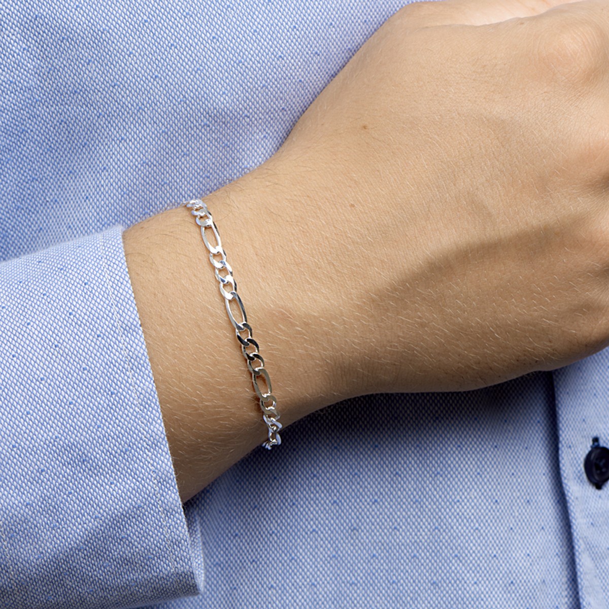 Armband figaro 4,9 mm gerhodineerd zilver – 1329692