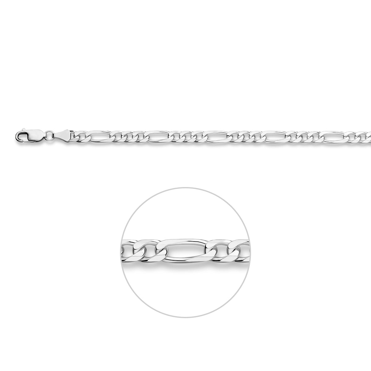 Armband figaro 5,1 mm 20 cm zilver