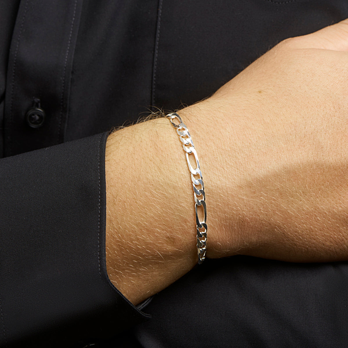 Armband figaro 5,1 mm 20 cm zilver